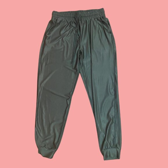 🌿 Jolt Forest Green Satin Joggers – Size S | Stretchy & Sleek Lounge Pants 🌿 - Picture 3 of 9